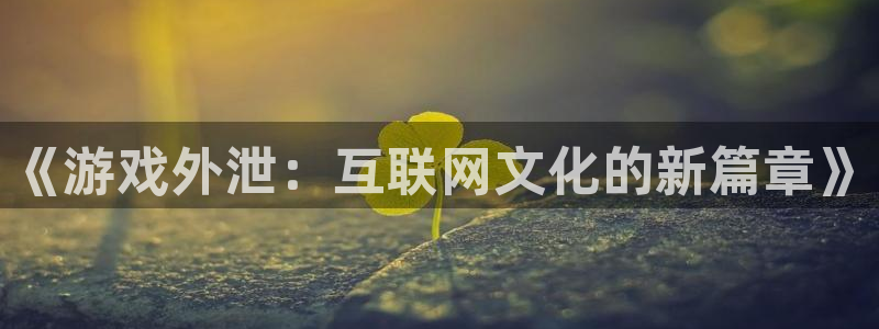 佛山蓝图娱乐官网：《游戏外泄：互联网文化的新篇章》